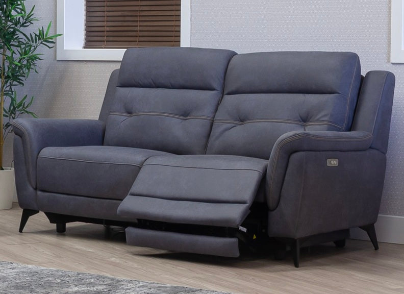 Pachino Fabric Powered Recliner 3PP Sofa with Pocket Sprung Seating & USB Ports – Slate Blue