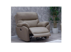 Pandora Half-Leather Manual Reclining Armchair – Luxury Manual Recliner Chair in Bisque