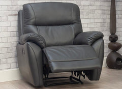 Pandora Half-Leather Manual Reclining Armchair – Luxury Manual Recliner Chair In Dark Grey