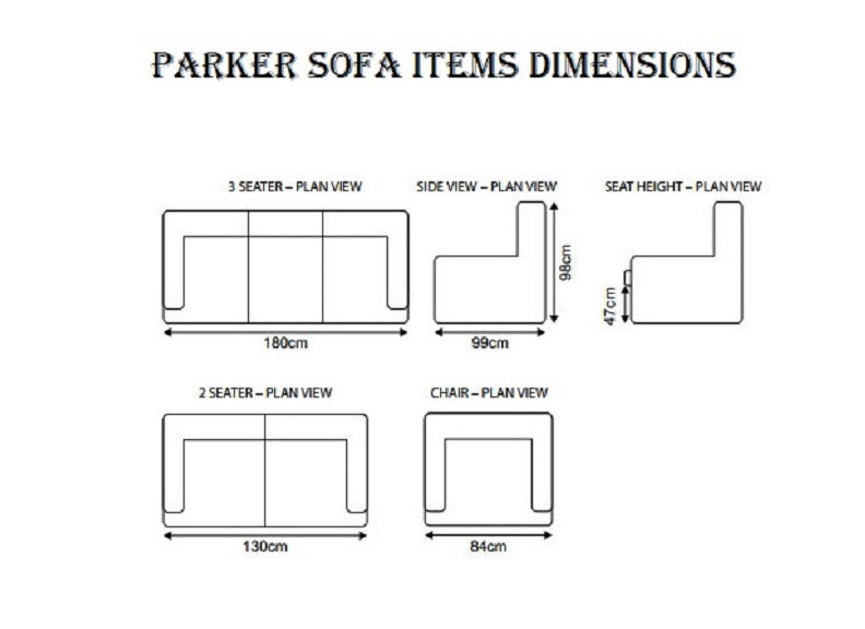Parker Sofa Range - dims