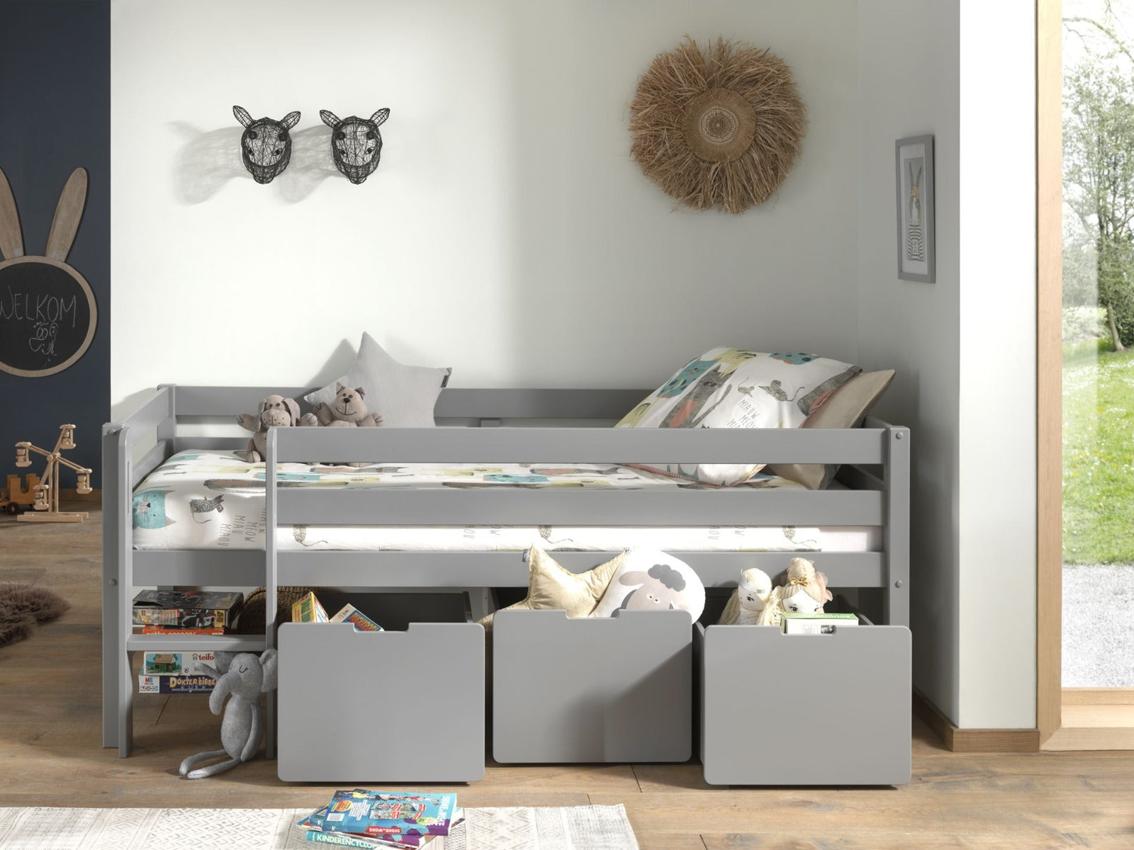 PINO SET OF 3 DRAWERS FOR MID SLEEPER H85CM GREY (VIP)