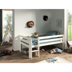 PINO Low Sleeper Bed 90 x 200 cm – White Lacquer Finish With Storage Space (VIP)