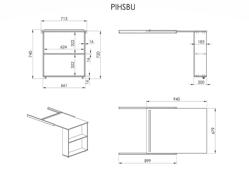 Pino Desk - dimensions