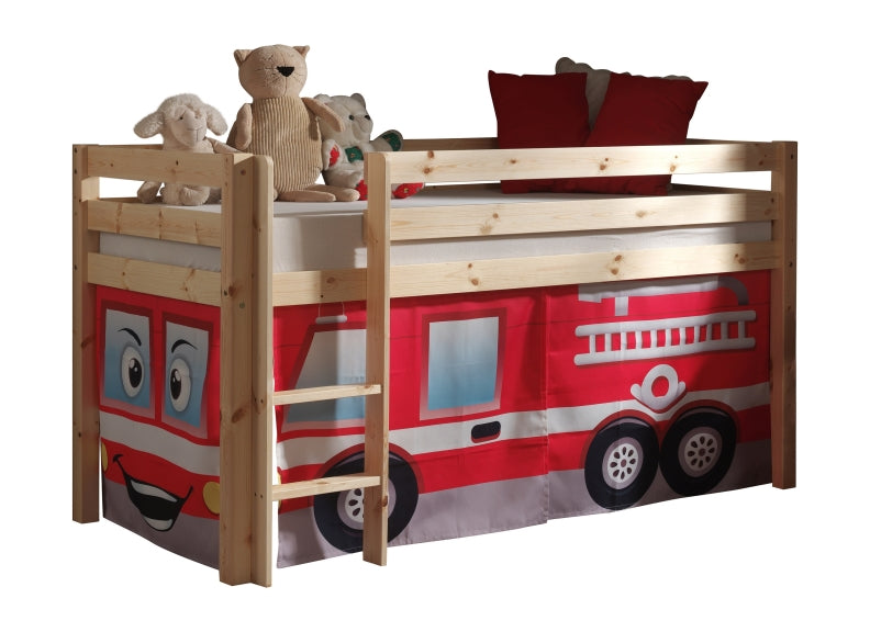 Pino Natural Mid-Sleeper Without Slide + Fire Truck