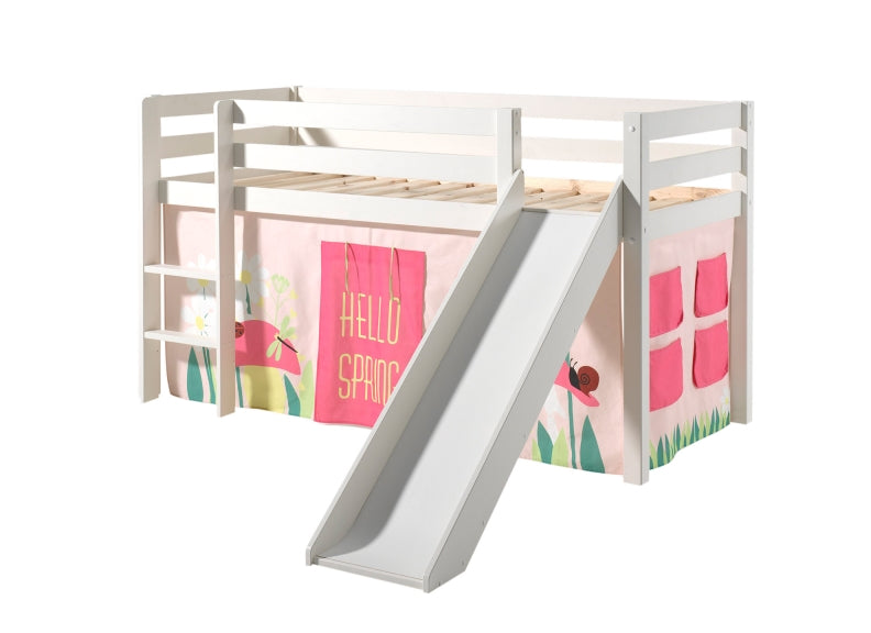 Pino White Wood Mid Sleeper W/Optional Slide & Curtain
