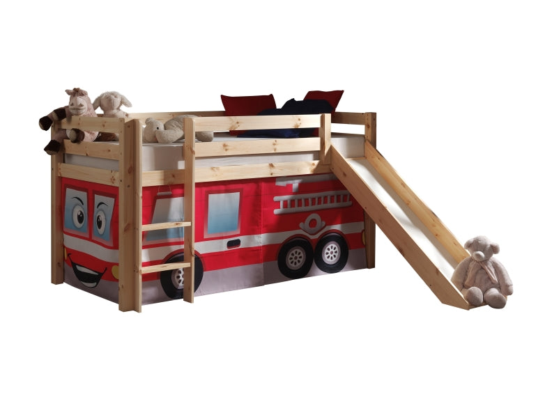 Pino Natural Mid-Sleeper W/Slide + Fire Truck