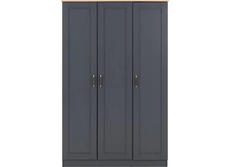 Portland Grey Triple Wardrobe - front