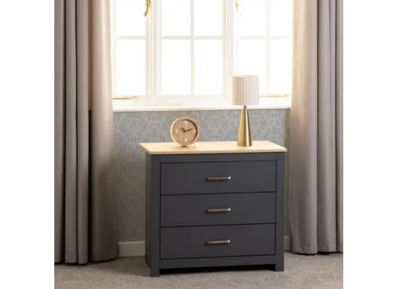 Portland Grey 3 Drawer Chest - room