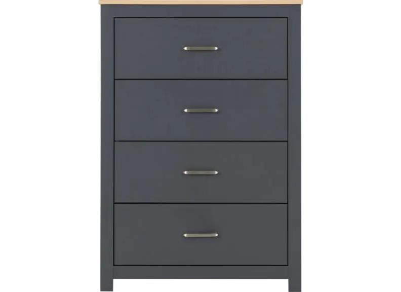 Portland Grey 4 Drawer Chest - front