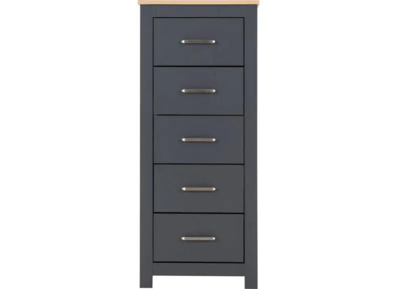 Portland Grey Five Drawer Chest