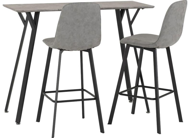 Quebec Bar Table W/Grey Faux Leather Stools