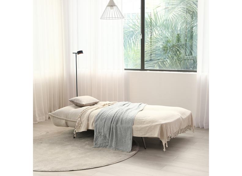 Remi Natural Cord Sofa Bed - as a bed