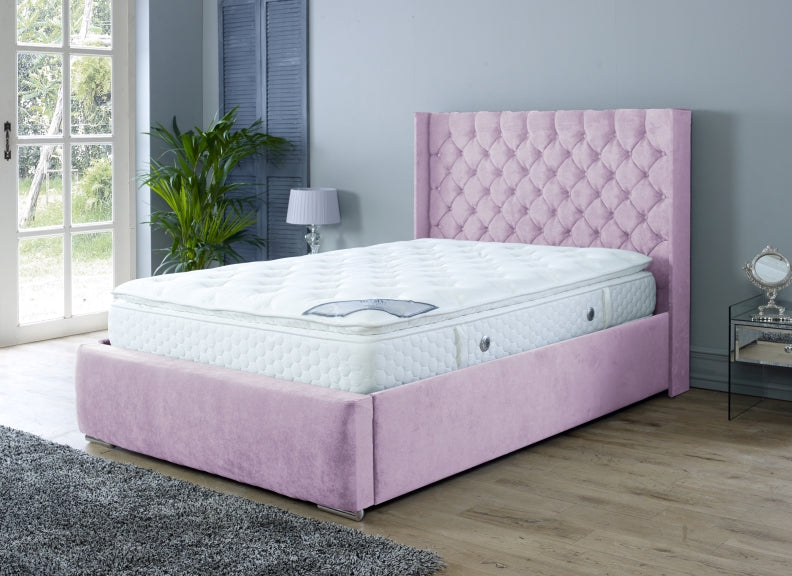 Rosalyn Velvet Bed - pink