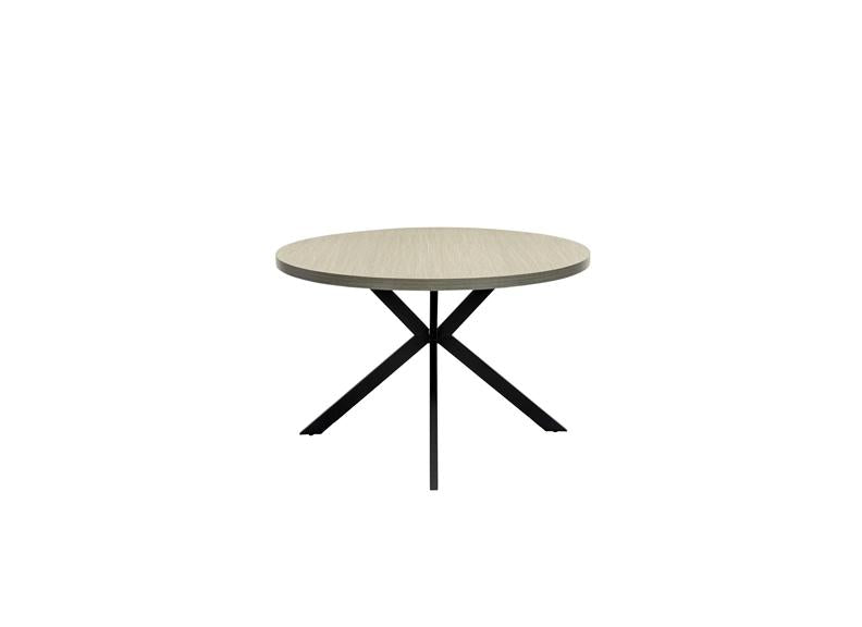 Russo Round Dining Set – Light Grey Wood Effect Table With Four Poppy Fabric Chairs