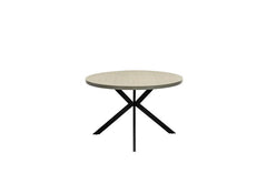 Russo Round Dining Set – Light Grey Wood Effect Table With Four Poppy Fabric Chairs