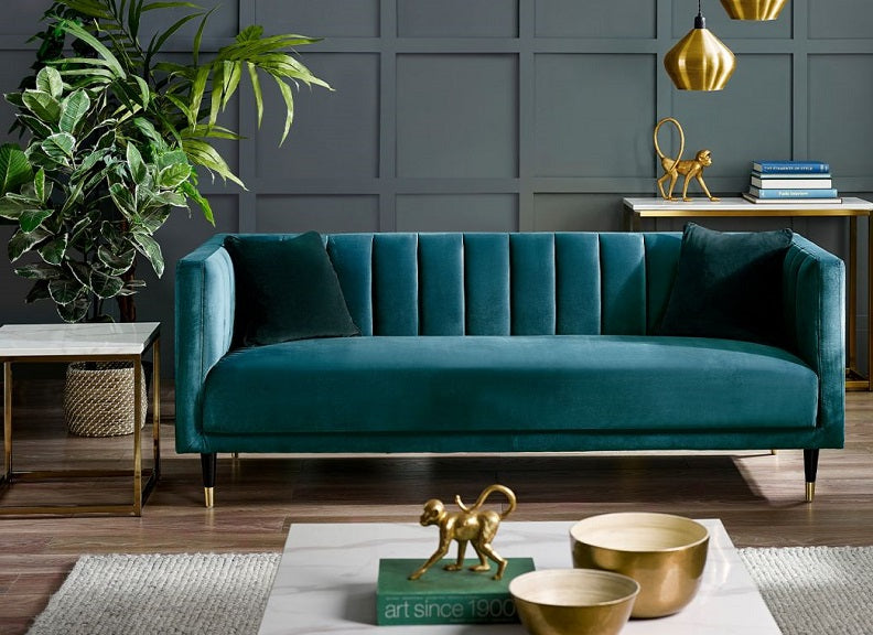 Sama Teal 3 Seat Sofa - room - 2