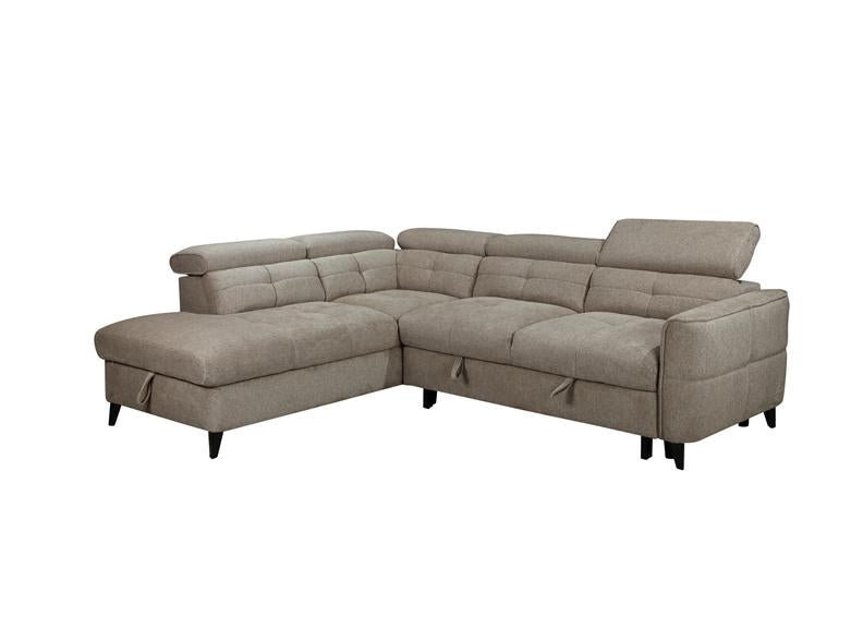 Samantha Corner Sofa/Sofa Bed In Brown | Left Or Right Hand Corner Sofa with Adjustable Headrests