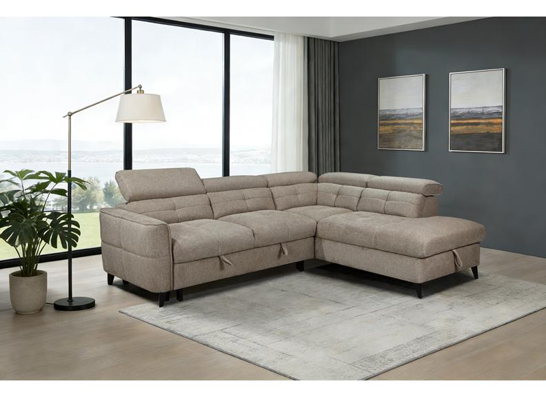 Samantha Corner Sofa/Sofa Bed In Brown | Left Or Right Hand Corner Sofa with Adjustable Headrests