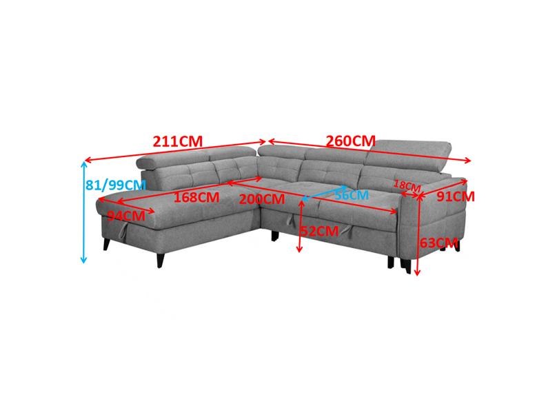 Samantha Corner Sofa/Sofa Bed In Brown | Left Or Right Hand Corner Sofa with Adjustable Headrests