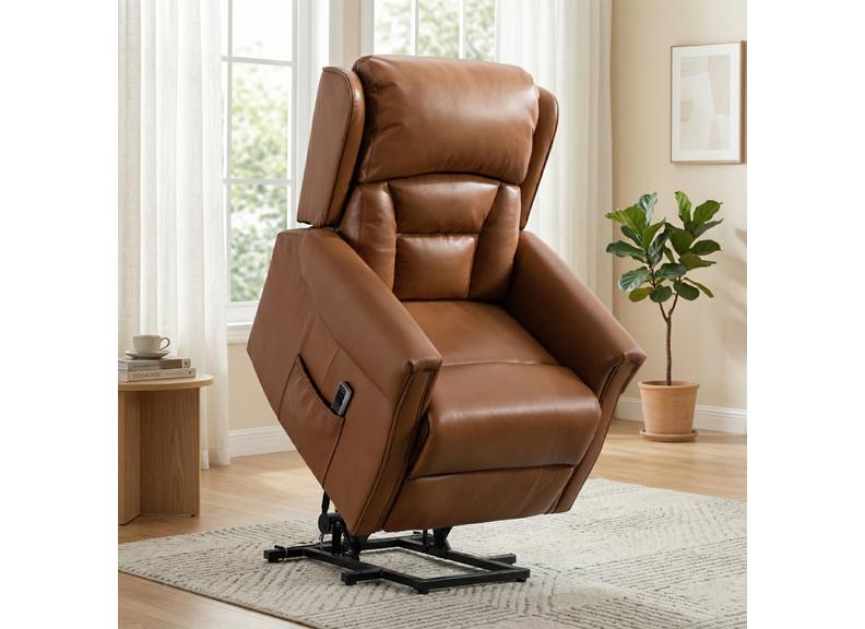 Sandringham Full Leather Lift & Rise Chair with Dual Motors | Powered Recliner Armchair for Elderly & Mobility Support