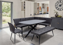 Sheldon Charcoal Faux Leather Bench