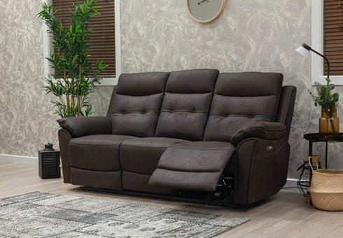 Skye Charcoal Electric Reclining Sofa Group – Contemporary Living Room Fabric Sofa Collection
