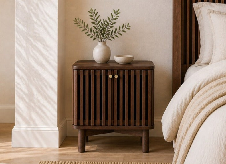 Soho Brown Bedside - Brown Wood Nightstand With Locker