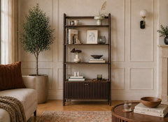Soho Brown Bookcase - Brown Wood Slatted Body