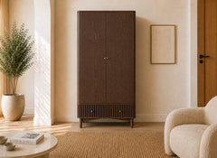 Soho Brown Gents Wardrobe - Brown Wood Bedroom Storage With Single Drawer