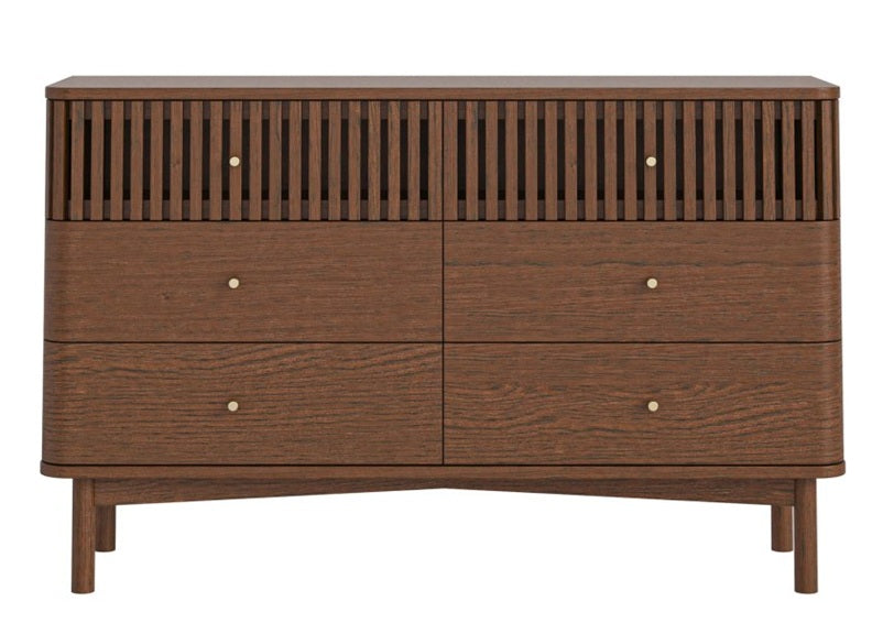 Soho Brown Six Drawer Chest - Brown Wood Wide Bedroom Chest