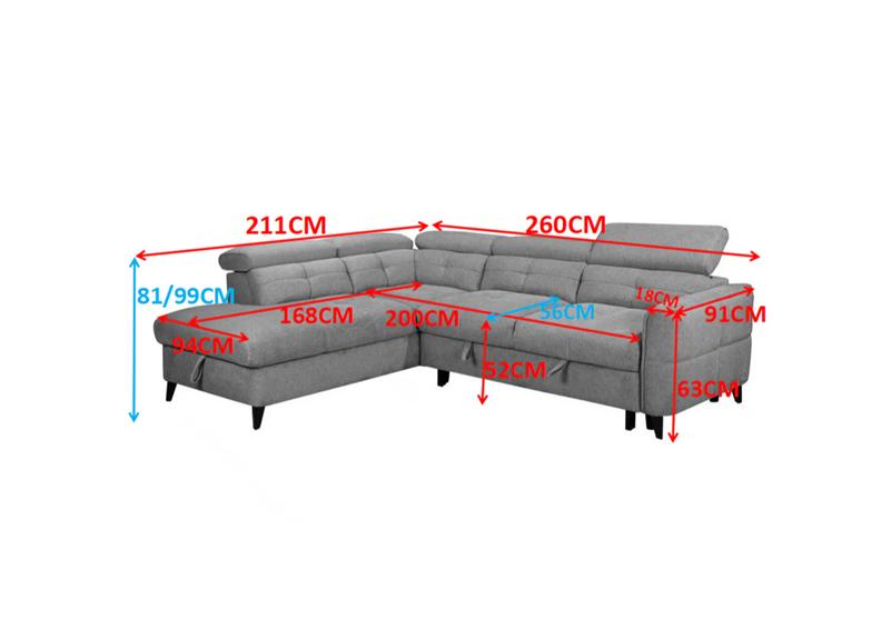 Sophie Brown Fabric Corner Sofa With Hidden Pull-Out Bed & Storage - Corner Sofa Bed In Two Options