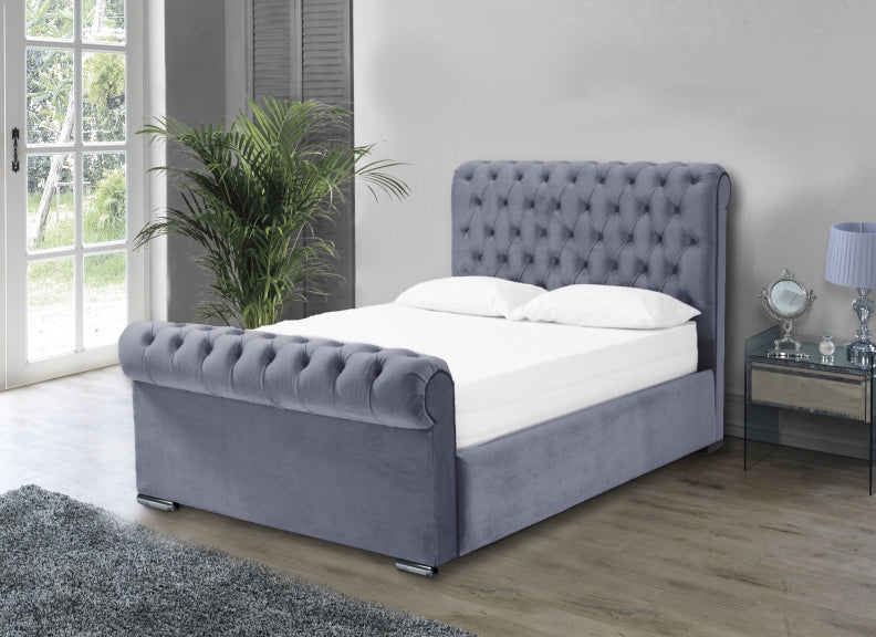 Sorento Velvet Steel Grey Bed