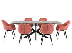 Sutton Extending Table W/Viola Pink Chairs 