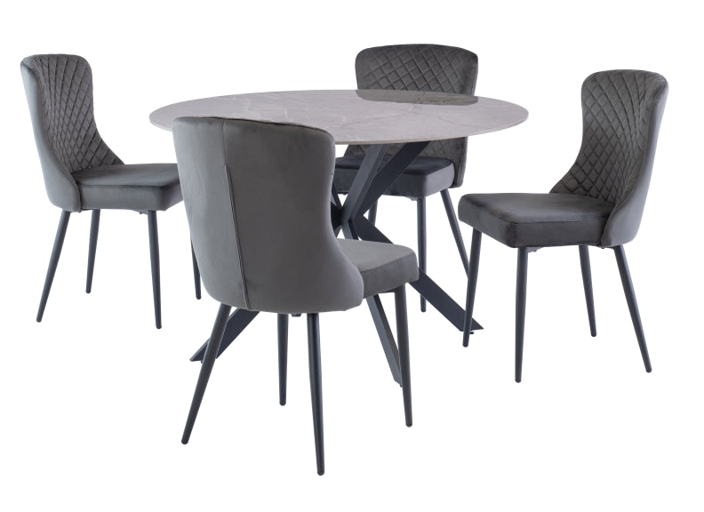 Talia Round Grey Table W/Hadley Grey Chairs - 1