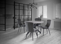 Talia Round Grey Table W/Hadley Grey Chairs