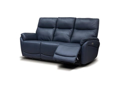 Torino Half-Leather Powered Sofa & Orbit Swivel Chair – Luxury Electric Sofa Group In Navy