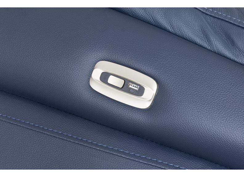 Torino Half-Leather Powered Reclining Armchair – Luxury Electric Recliner Chair In Navy