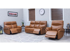 Torino Half-Leather Powered Reclining Armchair – Luxury Electric Recliner Chair In Saddle