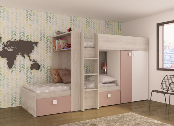 Trasman barca bunk bed store with wardrobe