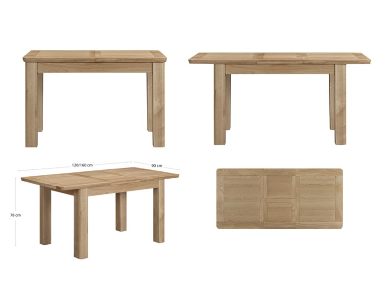 Treviso Oak 120-160 cm  Extending Dining Table
