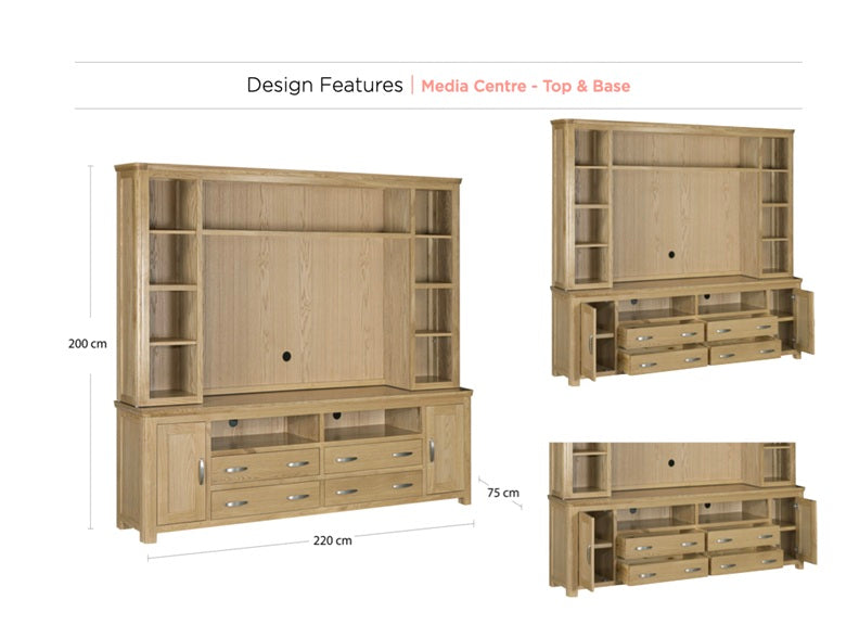 Treviso Oak Media Centre W/Hutch