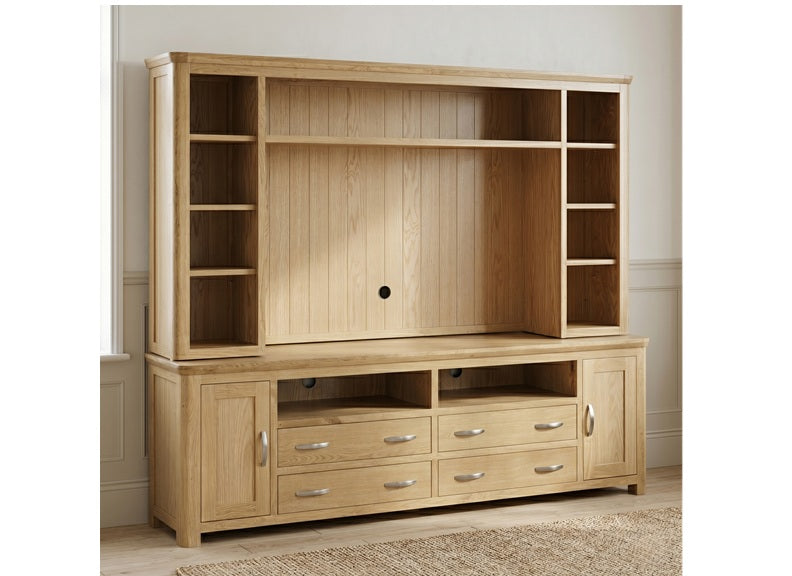New Treviso Oak Extra Long Media Centre With Optional Top