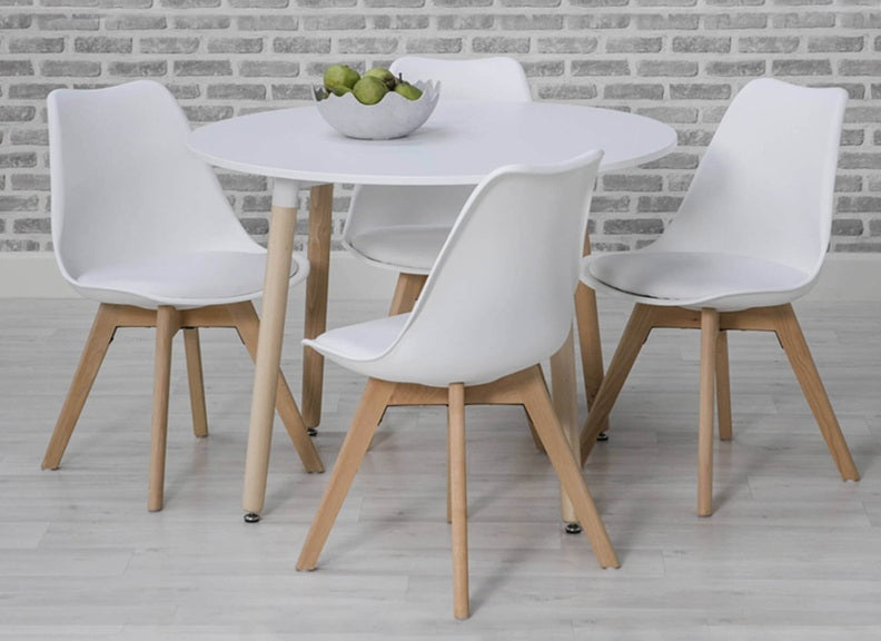Urban Round Dining Table W/Four Urban White Chairs