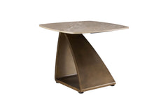 Vanosa Lamp Table – Sintered Brown Stone Top & Metal Frame