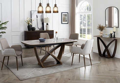 Vanosa Mocha Dining Chair – Faux Leather Front & Fabric Rear (Pre-Order Only)