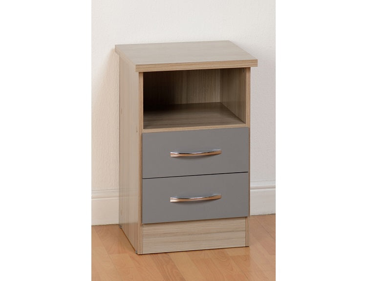 Nevada Grey Two Drawer Bedside