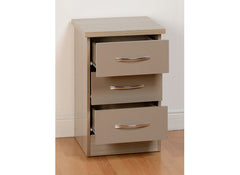 Nevada Oyster Three Drawer Bedside - open