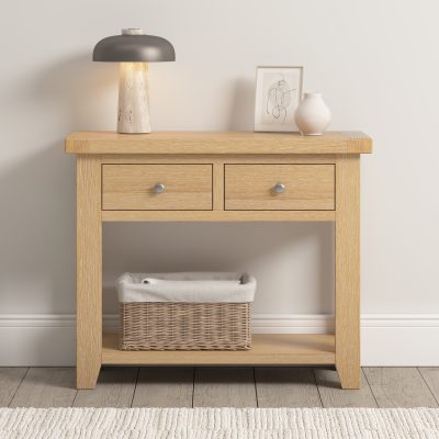 WINDSOR 2 DRAWER CONSOLE TABLE - NATURAL OAK (WBF)
