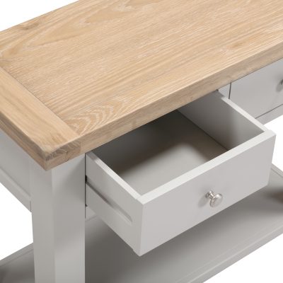 WINDSOR 2 DRAWER CONSOLE TABLE - PEBBLE GREY/OAK (WBF)