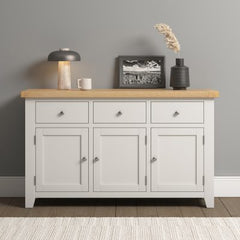 WINDSOR 3 DOOR 3 DRAWER SIDEBOARD - IVORY/OAK (WBF)